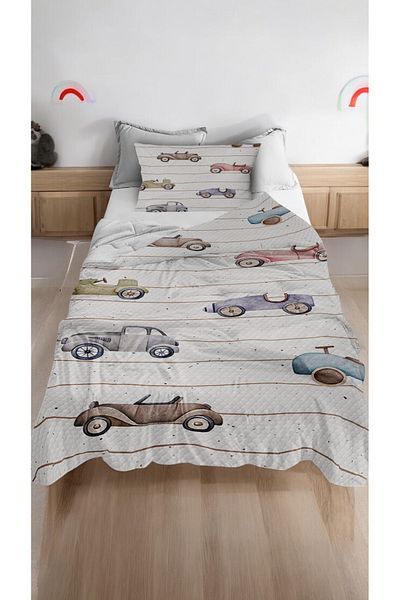 Bebişim Halı Cute Cars Single Child Pique Pillow with Case
