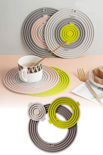 omilife Silicone Trivet Round Heat Resistant Pot Mat Practical Kitchen Apparatus with Non-Slip Structure