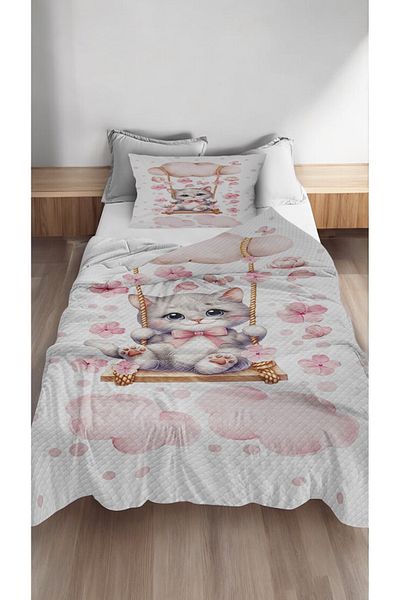 Bebişim Halı Cute Cat Single Child Pique Pillow with Case