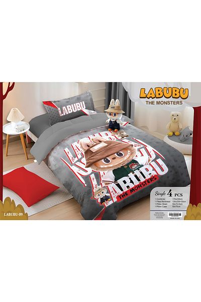 LABUBU Kids Comforter Set - 4 Piece Cartoon Bedding | Soft, Hypoallergenic, Fade Resistant