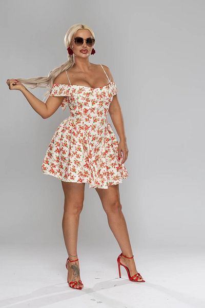 Pretty Rochie de vara alba cu imprimeu floral