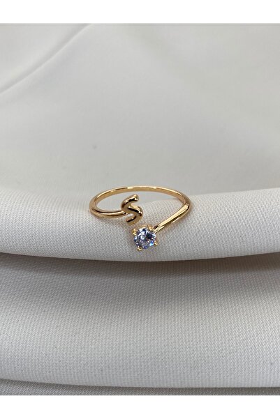 TAYS Accessories S Harfli Taşlı Ayarlanabilir Yüzük