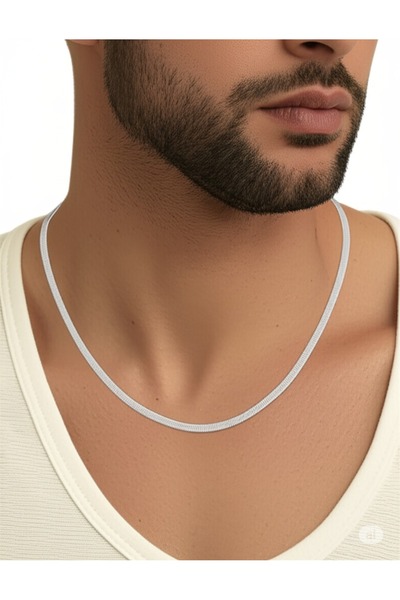 FAMEMUS ACCESSORY Steel Classic Italian Chain Model Silver Color Men's Neckla...