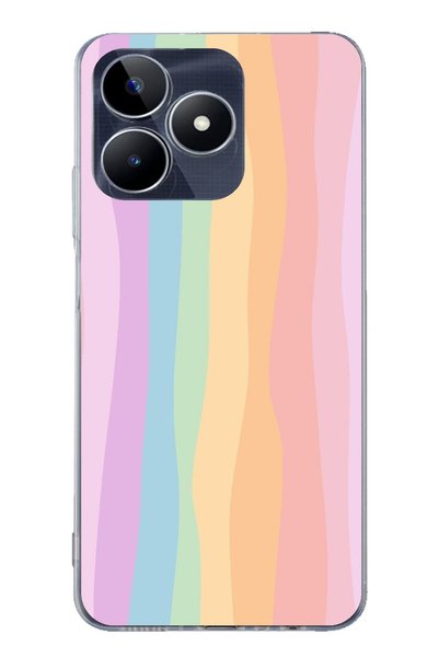 TechTree Realme C53 Compatible Rainbow Colorful Transparent Silicone Case