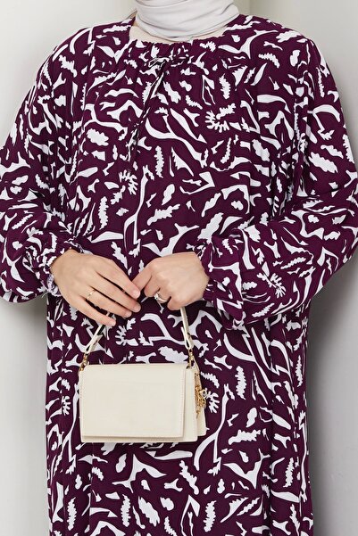 MSK Fashion Μωβ φόρεμα μαμάς με ελαστική μπροστινή πλευρά μεγάλου μεγέθους βισκόζης