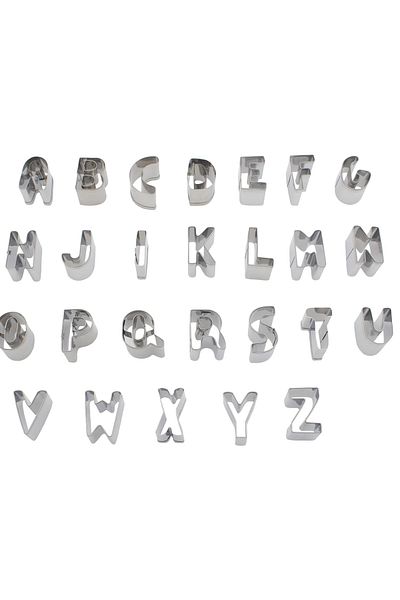 OEM Set of 26 mini alphabet cookie cutters, stainless steel, silver