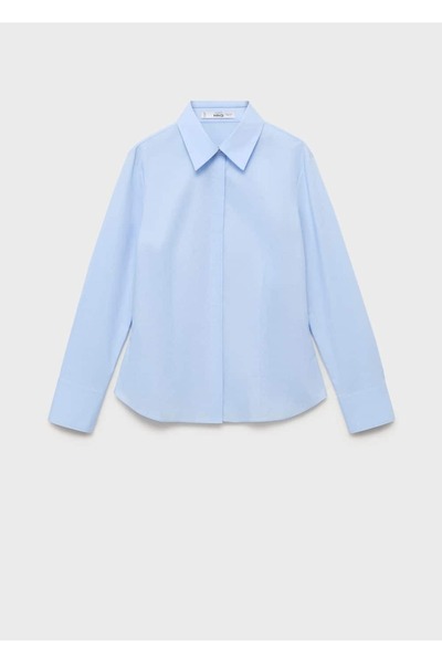 MANGO Woman Bedene oturan poplin gömlek