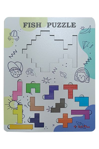 gift plus Colorful Wooden Intelligence Game - Fish Shaped Puzzle - Educational Montessori Toy