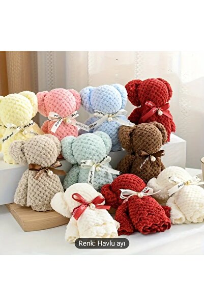 BAMİAMU Sevimli ayıcık havlu, hediyelik,seffaf torbalı, Doğum günü, anneler günü