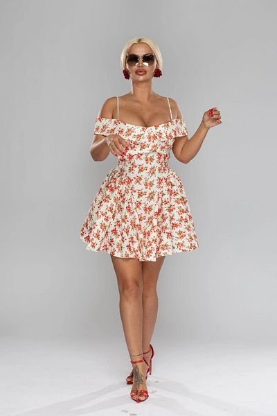 Pretty Rochie de vara alba cu imprimeu floral
