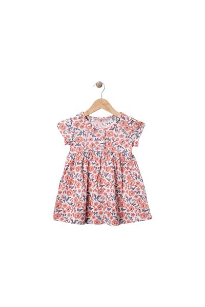 Babexi Buttoned Flowered Dress Pomegranate Flower