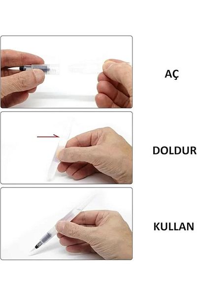 Mu Art Ahşap Watercolor Brush with Water Tank 6 Pack