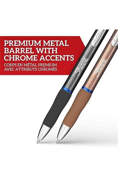shop S-Gel Metal Gel Pen, 0.7 mm Tip, Metal Grey & Bronze 2-Pack, Black Ink