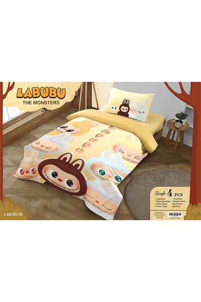 LABUBU Kids Comforter Set - 4 Piece Cartoon Bedding | Soft, Hypoallergenic, Fade Resistant