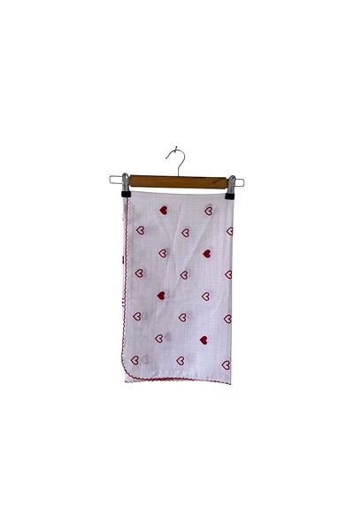 Balgüneş Tekstil Empty Hearts Muslin Blanket Red
