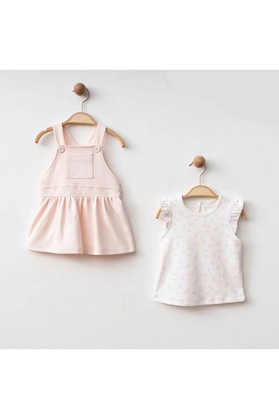 ESLENZA Flowered Body Gilet Set Pink