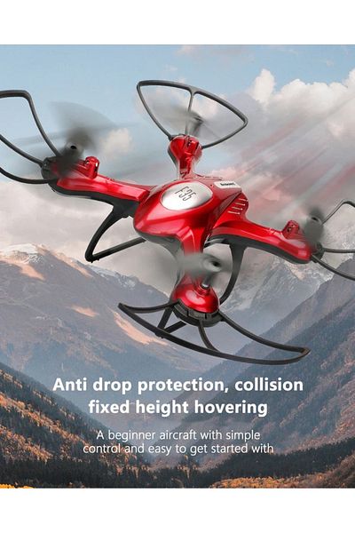 divendi-ro Drone with 4K video camera, F35, 3.7V 600mAh battery, flight time 9 minutes, 30 m distance, red