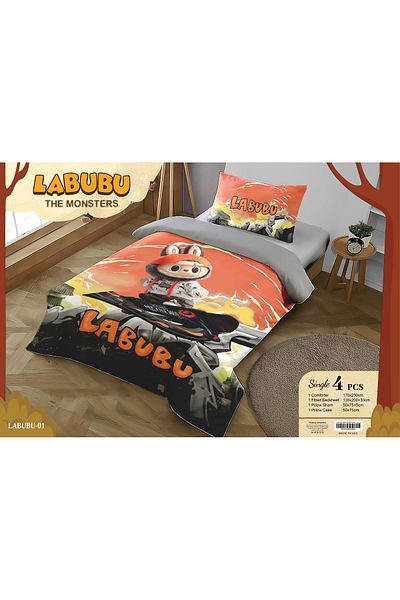 LABUBU Kids Comforter Set - 4 Piece Cartoon Bedding | Soft, Hypoallergenic, Fade Resistant