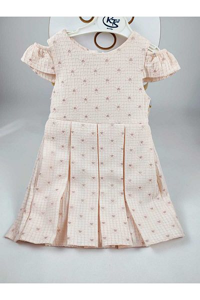 GAMZEAKKUŞ Off-The-Shoulder, Daisy Patterned, Pleated Girl's Evening Dress