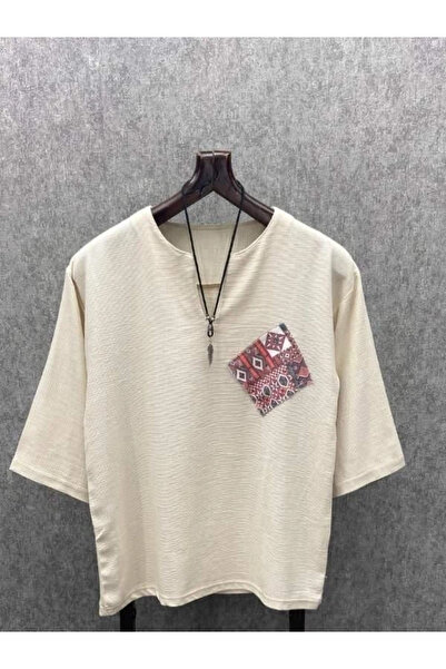 FıttingRoom Oversize Bohemian Poor Sleeve Dirty End Pachli Beige Cotton Linen...