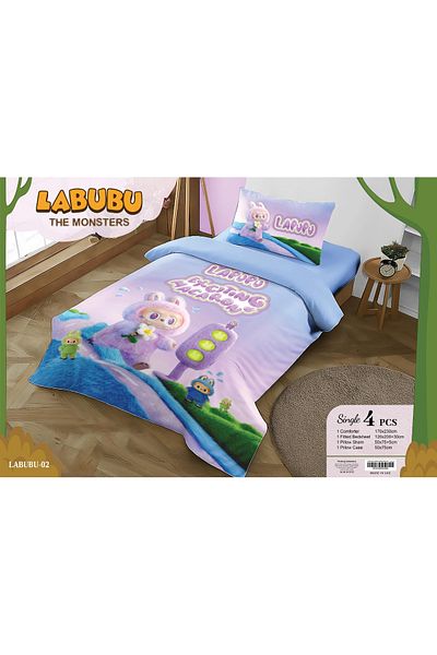 LABUBU Kids Comforter Set - 4 Piece Cartoon Bedding | Soft, Hypoallergenic, Fade Resistant