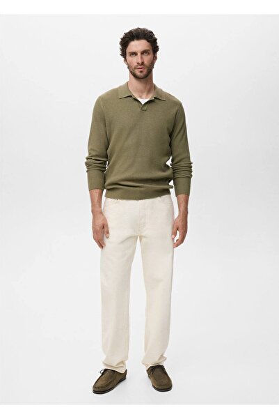 MANGO Man Fitilli pamuk karışımlı polo kazak