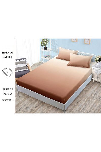 FIONNA.RO Elasticated Duvet Cover and Pillowcases Made of Finet 180x200cm - Brown Beige Gradient
