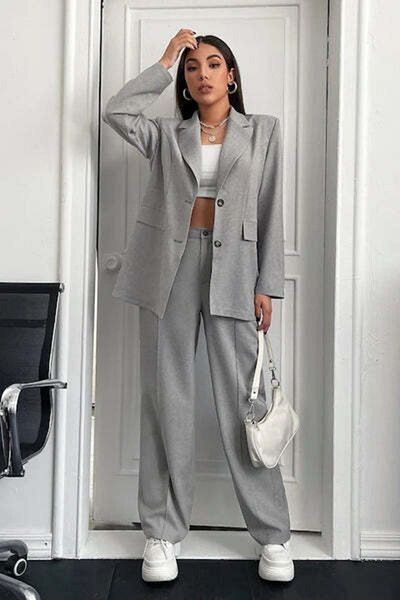 StreetWear Outlet Elegant Women's Suit, 2 Pieces, Long Sleeve Blazer & High Waist Pants