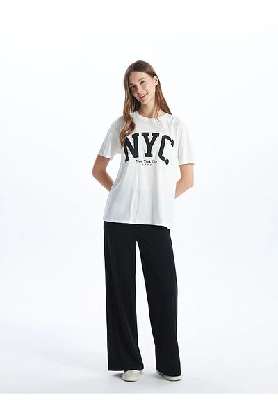 LC Waikiki Tricou pentru femei XSIDE cu gât rotund imprimat New York City (S5)