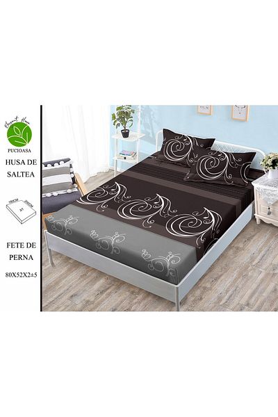 FIONNA.RO Elasticated Duvet Cover and Pillowcases Made of Finet 180x200cm - Brown