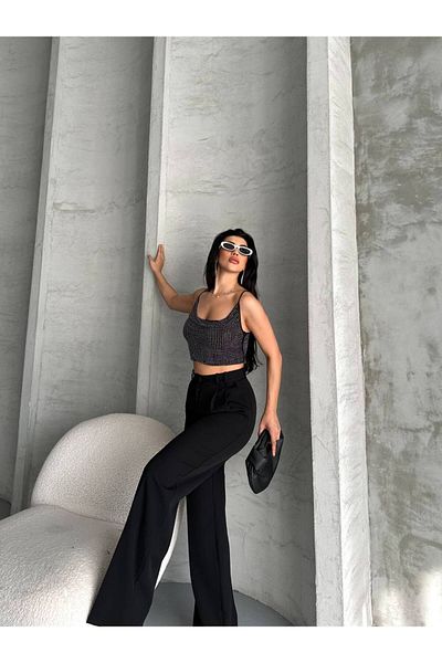 LOBOLIC Pantaloni Tok Fit Cut Confortabil – Pantaloni largi și talie înaltă
