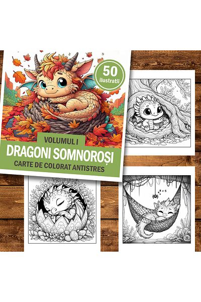 Legendary Gifts Mini coloring book, 50 Sleepy Dragons illustrations, 106 pages