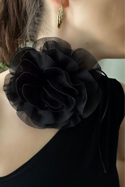 CHANCE GİFT إكسسوار رقبة فاخر من القماش على شكل زهرة من القماش للنساء مع قلاد...