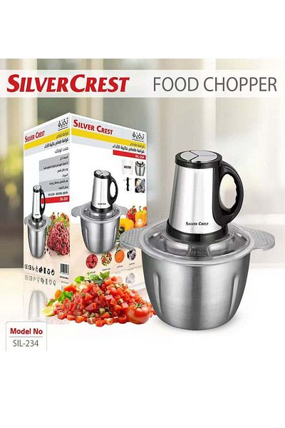 Silver Crest Electric Chopper SIL-234 - Meat and Vegetable Chopper, 6 Stainless Steel Blades, 3 Vari