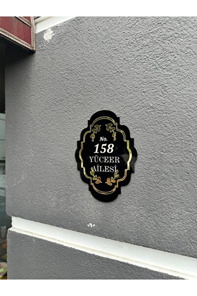 MeyArt Ajans Daire, villa, Ev, Kapı Önü Kişiye Özel Aile İsimlik ve Numara-Pleksi Aynalı
