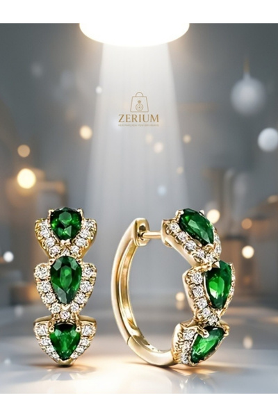 ZERİUM Lüks Parıltı Kübik Zirkon Damla Küpe