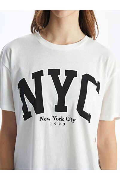 LC Waikiki XSIDE Crew Neck Γυναικείο μπλουζάκι με στάμπα της Νέας Υόρκης (S5)