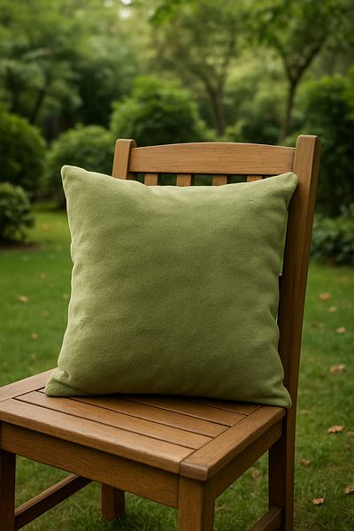 Viadela Natural Green Velvet Soft Textured Throw Pillow – 43X43 cm