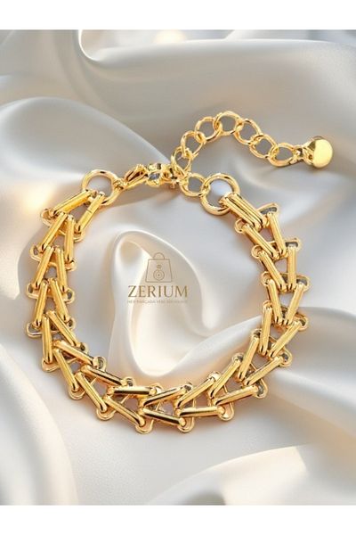 ZERİUM Geometric Triangle Pattern Woven New Generation Bracelet