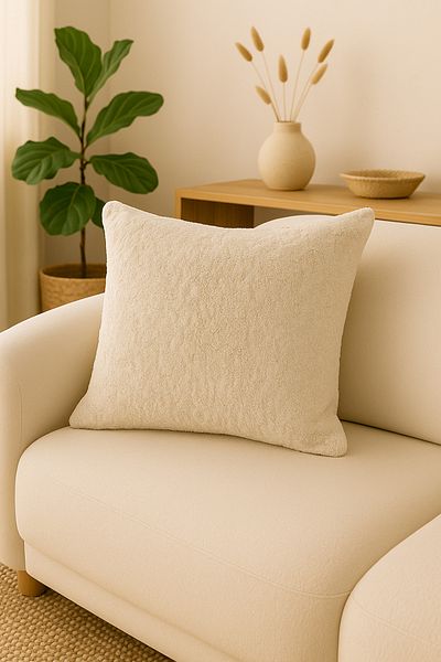 Viadela Soft Velvet Ecru Velvet Throw Pillow – 43X43 cm
