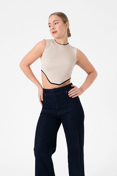 Zenea Αμάνικη γυναικεία Crop μπλούζα