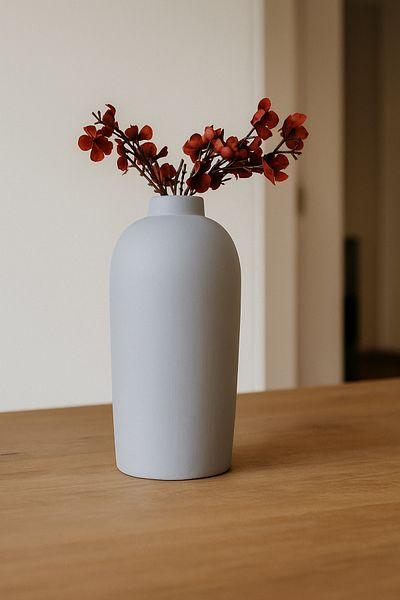 Lapida Home Decor Modern Gray Stone Powder Vase |   Minimalist Table Top Accessory 17 cm