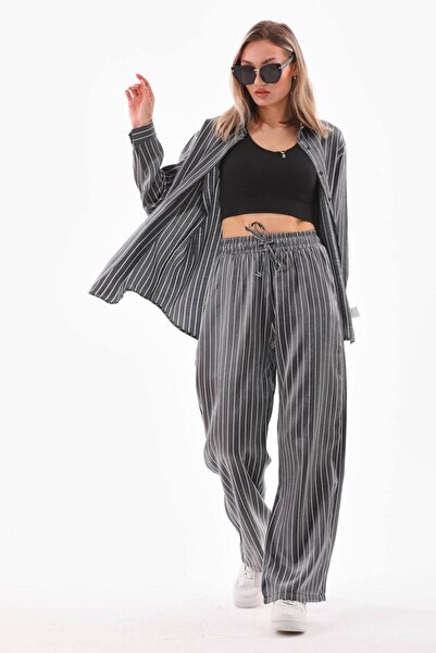 Polologin Butik بدلة الساتان المخططة