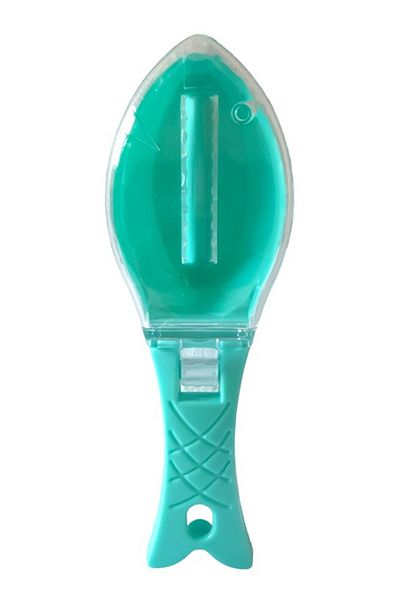 BV Fish scaler with lid, Green, 16 cm, HML36