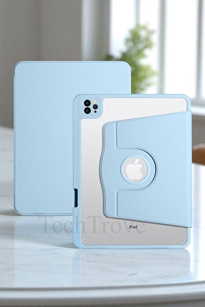 TechTrove Apple iPad Air 10.9 2022 5.Nesil Kılıf Kalemlikli Dönebilen Kamera ...