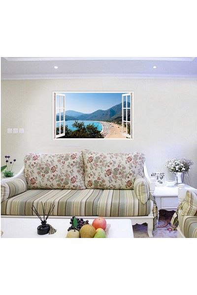 BV Decorative sticker, 3D window, Beach, 85 cm, 576PCS