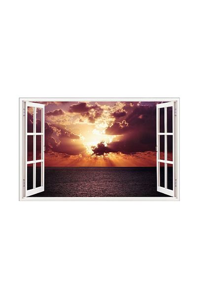 BV Decorative sticker, 3D window, Ocean, Sunset, 85 cm, 585STK