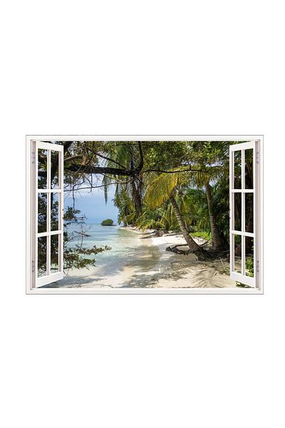 BV Decorative sticker, 3D window, Beach, Caribbean, 85 cm, 588PCS