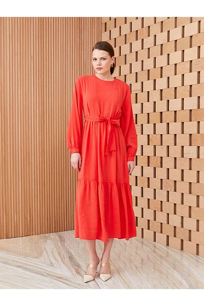 LC Waikiki Crew Neck Straight Long Sleeve Women's Dress