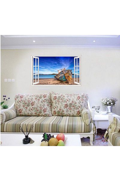 BV Decorative sticker, 3D window, Beach, 85 cm, 619STK
